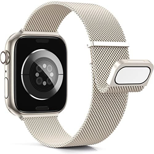 Higgs Metallo Cinturino Compatibile con Cinturini Apple Watch 40/41/38mm 42mm 44mm Ultra 2 49mm 45mm 46mm Uomo, Cinturino Doppie Magnetiche per iWatch Serie SE(se 2)10 9 8 7 6 5 4 3 2, Maglia Milanese