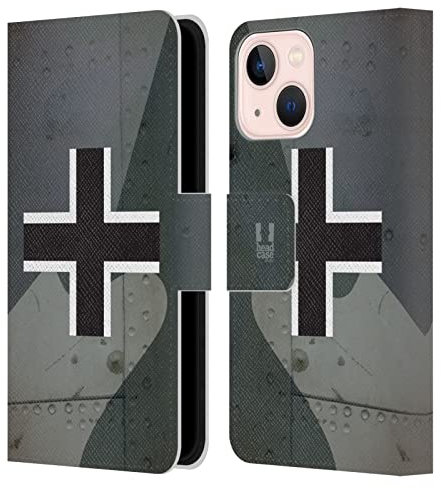 Head Case Designs Alemán Marcaciones de nación Carcasa de Cuero Tipo Libro Compatible con Apple iPhone 13 Mini