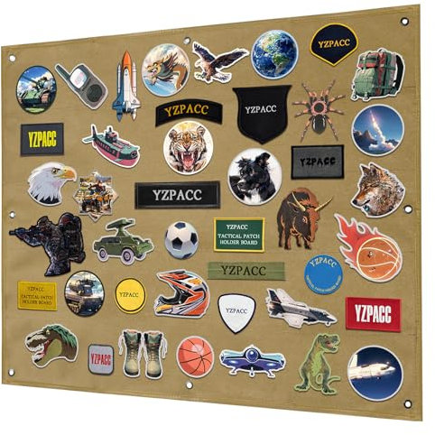 Yzpacc Taktisches Aufkleber Displaybrett, faltbares Panel mit Schlaufenoberfläche zur Aufbewahrung und Ausstellung von militärischen Kampf und Motivationsaufklebern für Armeeangehörige