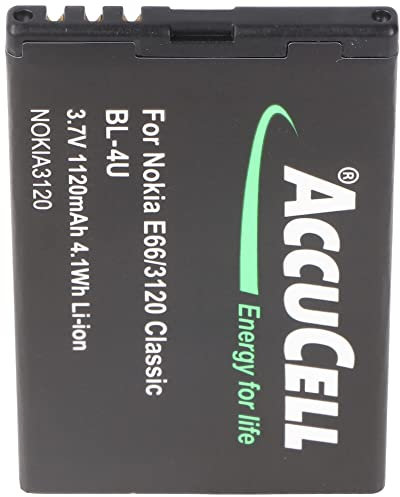 AccuCell Akku kompatibel mit Nokia 3120 Classic BL-4U, Nokia E66
