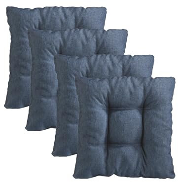 Traumnacht Stuhlkissen Cozy 4er Set, Bequeme Sitzkissen für Gartenstuhl, Küche oder Esszimmer, Indoor u. Outdoor, 38 x 38 x 6 cm, uni jeans