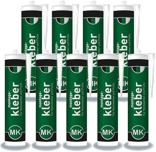 Universal Montagekleber 300ml Kartusche 485g, lösemittelfrei, überstreichbar, geruchsneutral, extra stark haftend, vielseitig einsetzbar im Innen-Bereich für Metall, Holz, Hart-PVC, Styropor (9)