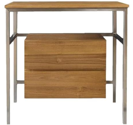 Teako Design Badunterschrank Salonia aus Teakholz und Edelstahl, Waschbeckenunterschrank, Badezimmerschrank, Badezimmermöbel, Badschrank, Waschtisch, Moderner Badschrank (140 cm Breit)