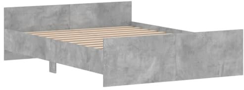 vidaXL Cadre de Lit Tête de Lit et Pied de Lit, Lit Double avec Sommier à Lattes, Lit Adulte, Meuble de Chambre, Moderne, Gris Béton 140x190 cm