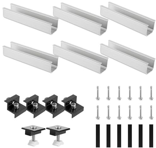 WOPPLXY 12 Stück 12cm Solarmodul Halterung, PV Befestigungsschiene mit Verstellbare Schwarz Klemme für 30-35mm Dicke Module, Solar Panel Randklemme Halterungen für Flach- und Trapezdächer