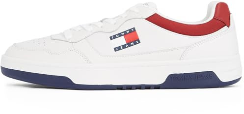 Tommy Jeans Herren Cupsole Sneaker Essential aus Leder, Mehrfarbig (RWB), 41