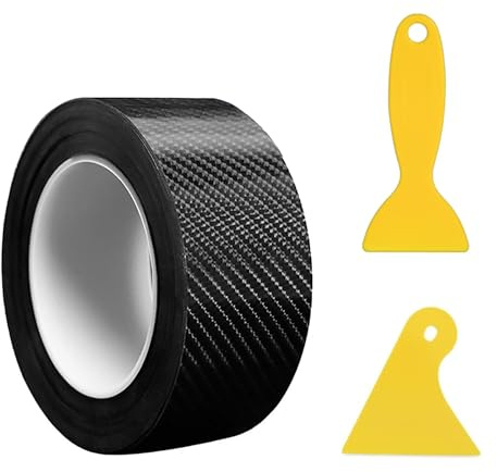 Yuqilin Film Carbone 5CMx5M - Autocollant Fibre de Carbone Noir 5D pour Voiture et Moto - Protection Seuil