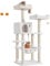 Feandrea Árbol para Gatos de Altura 143 cm, Torre para Gatos, con 11 Postes Rascadores, 2 Plataformas, 1 Cueva, 1 Hamaca, 2 Pompones, Tela de Felpa, Multinivel, Blanco Crema PCT015W02