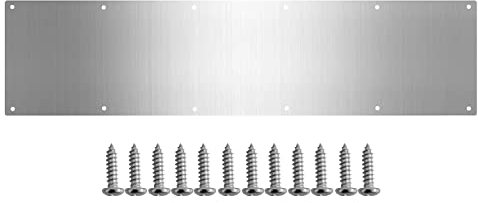 GALOFAY Door Metal Kick Plate 10x30 inches Aluminum Decorative Plates Protector for 32 inches Front Doors, 18 Ga Thickness 10x 30 (Silver)