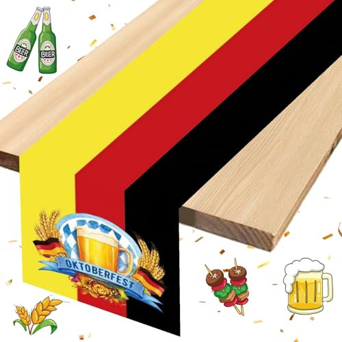 Shinybox Oktoberfest Tischdecke, Oktoberfest Tischläufer Waschbar, Bayrisch Tischdecke, Oktoberfest Deko Partyzubehör für Oktoberfest Deutsche Party Geburtstag Party 183 x 33cm(Oktoberfest B)