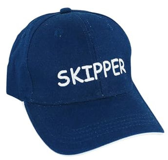 NKlaus Cap 'Skipper', Marineblau, Baumwolle weiß Bestickt – Nautische Mütze im Retro-Stil 16063