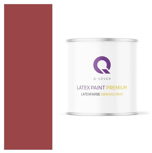 Q-COVER Latexfarbe Abwaschbar 2L (ca.14m2) Dunkelrot Farbton Innenfarbe Wandfarbe Deckenfarbe Klasse 2 Mattfarbe Für Allergiker Scheuerfest Geruchlos Frei Von Voc