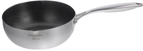 PHENOFICE Wok Antiadhésif En Acier Inoxydable De 1,5 Cm Poêle Nid d 39 Abeille Casserole Multifonctionnelle Cuisson Sûre
