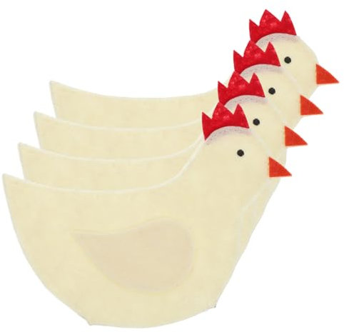 WATIIFUFU 4 Stück Eierhalter aus Stoff in Kükenform Beige für Ostern Eierschutzbeutel Dekoration für Familienfeiern und Osterpartys