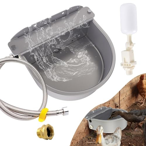 Automatic Water Dispenser for Dog Water Bowl Dispenser Large Size Stainless-Steel Waterer Feeder Self Filling Water Trough for Poultry and Livestock (Metallic Gray, Large)