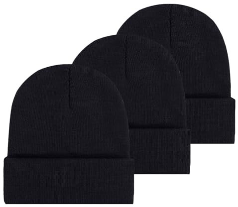 PODOLIXIA 3er Pack Wintermütze Unisex, Damen und Herren Beanie Mütze, Einfarbig Feinstrick Beanie für Frauen Männer Unisex Cuffed Hats Weich & Warm Einheitsgröße