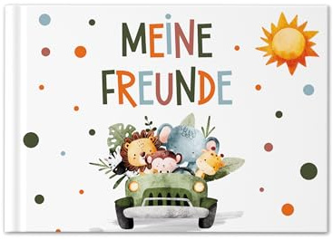 Safari Freundebuch für Kindergarten & Grundschule | Erinnerungsalbum für Freunde | Hardcover | Geschenk Einschulung, Kindergartenbeginn