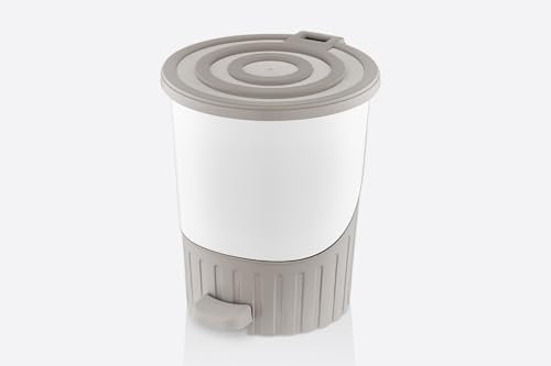 Stolmet Waste Bin 14L - Grey, Pastel Green, Pedal-Operated Trash Bin with Removable Inner Bucket for Kitchen & Bathroom (Grey)