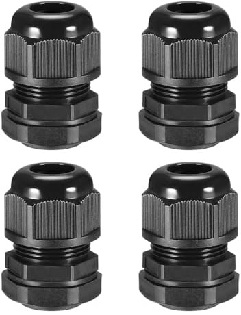 4 Pcs Cable Gland, PG13.5 Nylon Cable Connectors Waterproof Wire Gland Joints Wire Protector for 7-12mm Dia Wires (Black)