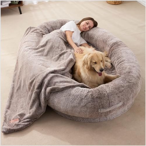 165 * 100 * 25cm, Großes Hundebett für Menschen, Sitzsack, Hundebett für Erwachsene, Großes Hundebett in Menschengröße, Bodenkissen, Hundebett für Haustiere, mit Deckenbezug