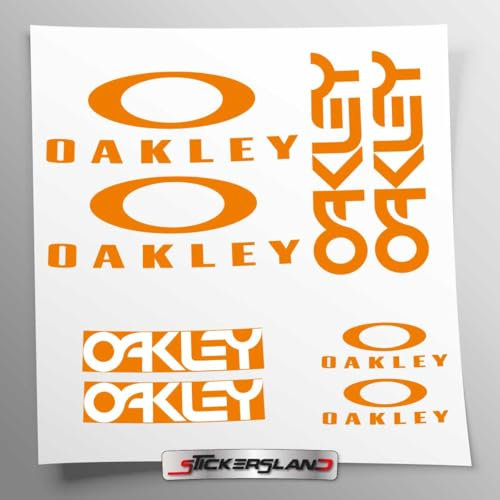 Stickersland® Aufkleber-Set kompatibel mit Rahmen MTB Mountainbike und Helm | Aufkleber-Aufkleber für Fahrrad mit Logos | Stickersland® – Oakle (Orange matt)