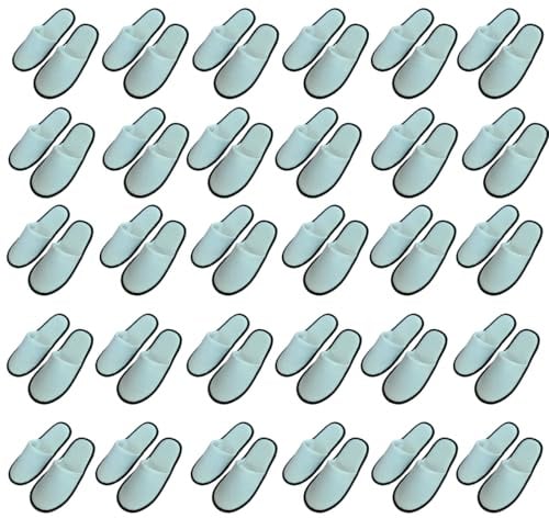 Tissting 30 par engångsskor, vit, bärbar, unisex, halkfri för hotell, spa, resor, affärsresor, gästrum, familj(canvas), Vit, 42 EU