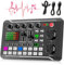 LEIOUS F998 Live Sound Card with DJ Mixer Effects & Voice Changer, Professional Audio Mixer, USB, 2 Channels, Black