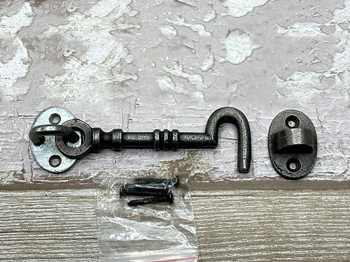 Fenzo Antique Cast Iron Hook Cabin Hook, Gate Latch, Door Latch, Door Hook/Cabin Hook Door Latch for Internal and External Doors, Windows, Garden Gate Latch (10cm)