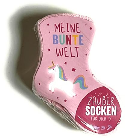Zauber Einhorn Socken für Kinder, Meine Bunte Welt Design, Pink, Größe 29-35