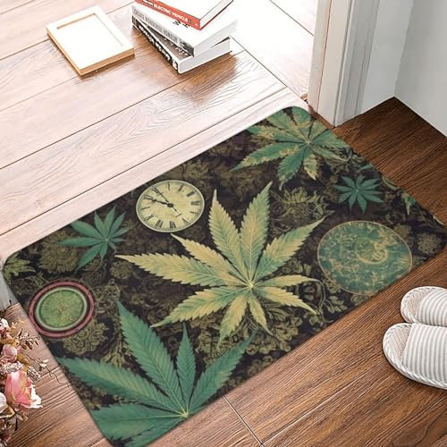 SMAZDFXX Fußmatte, rutschfest, für die Vorderseite, Puff in Time Weed, waschbarer Teppich, saugfähig, für den Eingangsbereich, für Schlafzimmer, Badezimmer, Küche, 40,6 x 61 cm