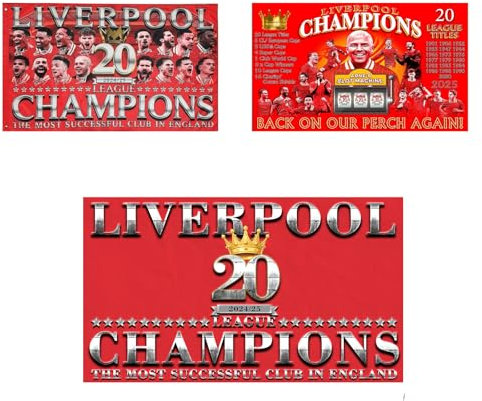 Liverpool 2025 Champions decorations,Liverpool 2025 Champions Flag, 3FT x 5FT, 3PACK
