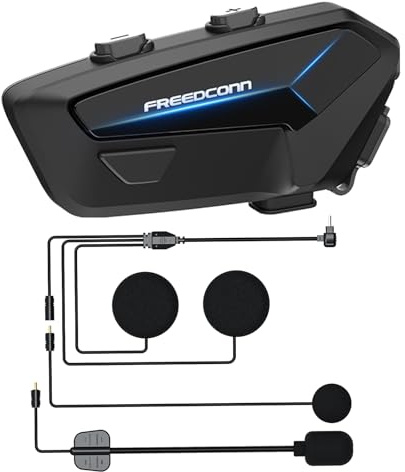 OBEST Motorradhelm Bluetooth 5.1,Intercom Headset mit 1.5 km Reichweite, 16-Personen-MESH-Netzwerk, 23h Akkulaufzeit, IP67 Wasserdicht, Windgeräuschreduzierung bis 120 km/h