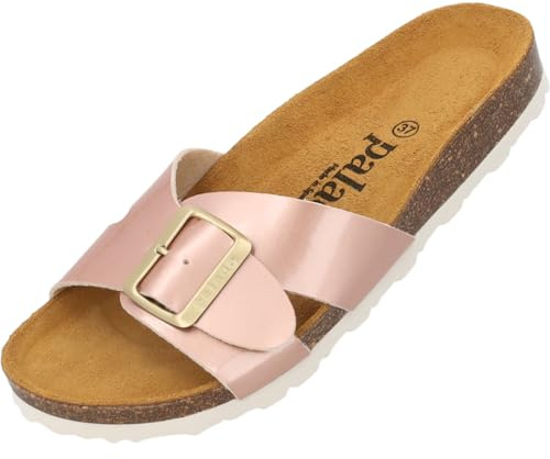 Palado Pantoletten Damen Tinos - bequeme Sandalen Made in Spain - elegante Hausschuhe mit Kork-Fußbett - modische Sommerschuhe