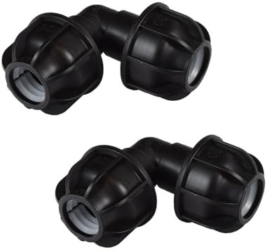 2 raccordi in polipropilene per tubo in polietilene da 20 mm, per tubo dell'acqua in giardino o in casa (angolo, 2 pezzi)