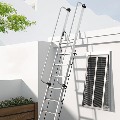 Scala per Soppalco Scala Universale da Soffitta a 3, 4, 5, 6 E 7 Gradini, Scala per Soffitta con Corrimano Extra Lungo per Esterni, Scala per Soffitta con Gradini per Salire sul Tetto e Forte Capacità
