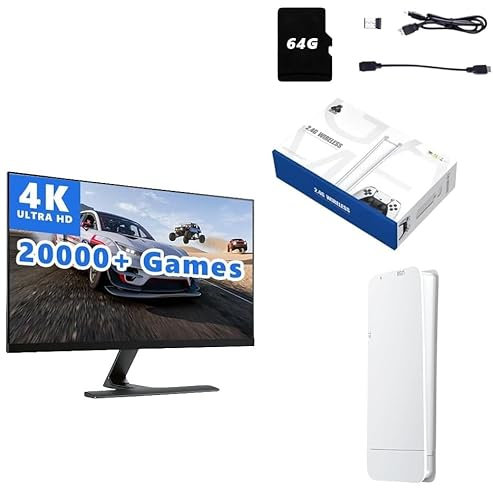 Console retrò da gioco portatile con scheda da 64 GB 20000+ 23 emulatori compatibili, 2 controller wireless, uscita HDMI, console di gioco retrò per ragazzi e adulti per regali di Natale e compleanno
