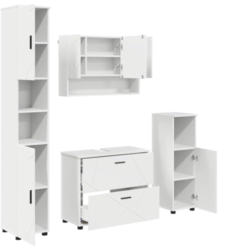 vidaXL Bathroom Furniture Set with Drawer 4 pcs White 30 x 35 x 192 cm,