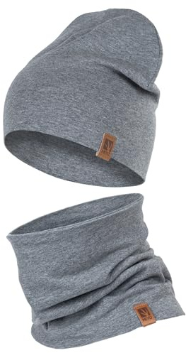 HEYO Kinder Set Beanie Mütze Schlauchschal Baumwolle Rundschal weich Mädchen Jungen Herbst Frühling Frühlingsset Herbstset