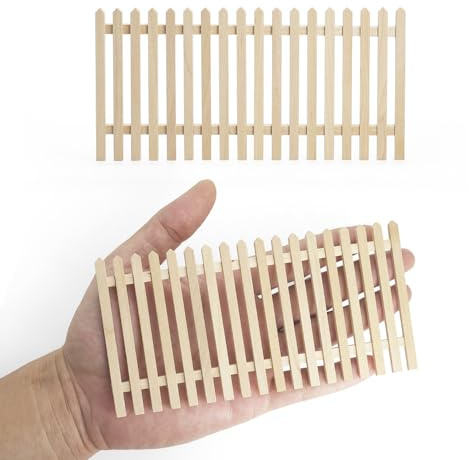 Odoria Dollhouse Fence Panel Miniature: 1/12 Scale Fairy Garden Wood Barrier for Gnome Diorama - Mini Rustic Building Components Unpainted Craft - Tiny Plant Flower Pot Ornaments DIY Props