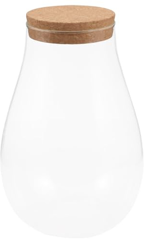 YOSADIER Glas DIY Moos Terrarium mit Holzstöpsel Ökologischer Pflanzbehälter für Hydroponik Mikrolandschaft Flaschengarten Dekoration für Wohnzimmer und Büro