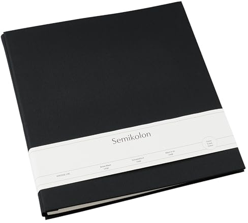 Semikolon 600125 Schraubalbum Large 28 x 31 cm - mit 20 cremeweißen Seiten, erweiterbar - black - schwarz