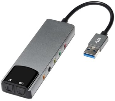 YUEHISY USB Sound Card, 7.1 Surround External Card Adapter with SPDIF Digital Sound, Multi Ports, High Resolution Music, for Laptop PC