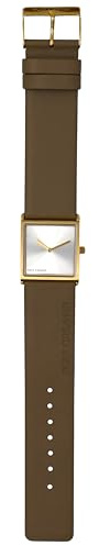 Rolf Cremer Groovy Armbanduhr, Edelstahlgehäuse 25mm x 25mm, Lederarmband 22mm in Beige, Quarzwerk, Wasserdicht 3 Bar, Mineralglas, Model 508204