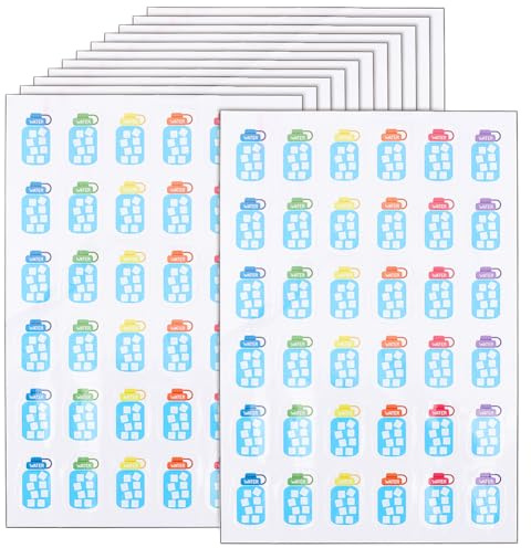 BENECREAT 432 Stück Wasser Tracker Sticker 246x165mm Hydration Planer Etiketten Misch Farben Gewohnheit Tracking Aufkleber für tägliche Wasseraufnahme und Fitness Journal