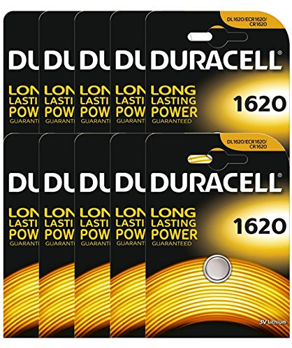 DURACELL Lot de 10 Piles Bouton Lithium Electronics CR1620 3 Volt