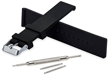 VINBAND Bracelet Montre Imperméable Remplacer Silicone Bracelet Montre Homme Femme Noir Doux - 18mm, 20mm, 22mm, 24mm Caoutchouc Montre Bracelet avec Outil (12mm, Noir)