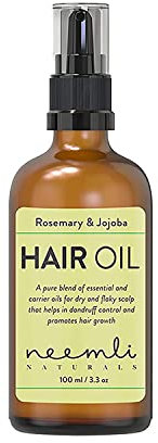 Neemli Naturals Rosemary & Jojoba Hair Oil, Anti Dandruff Hair Oil, Promotes Hair Growth, 100% Natural, Skin, Moisturizer, Hair and Nails Growth, 100ml (Pack of 1)
