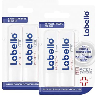 NIVEA Labello Protect, Lippenbalsam angereichert mit natürlichen Ölen und LSF 15, Lippenpflege, langanhaltende Feuchtigkeitsversorgung für 24 Stunden