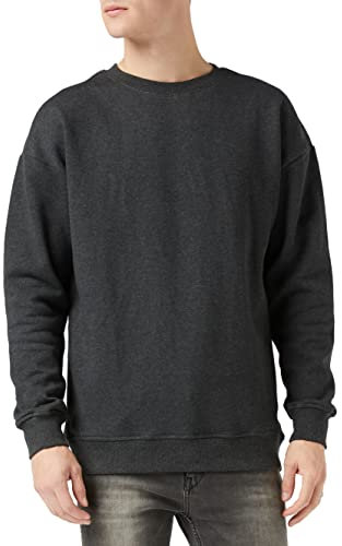 Build Your Brand Herren Sweat Crewneck Sweatshirt,, per pack Schwarz (charcoal 00091), Large (Herstellergröße: Large)