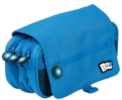 Grafoplás | Estuche Escolar Tres Compartimentos con Solapa | Azul | Bits&Bobs| Colores Vivos | 23x10x10cm | Incluye Horario y Zona Identificación | Perfecto para Organizar tu Material Escolar